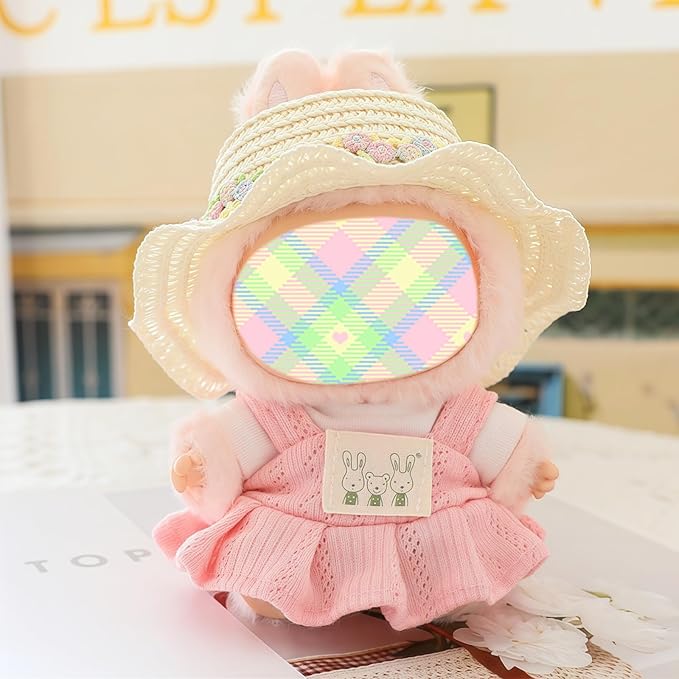 Clothes for Dolls Accessories (No Doll), Kawaii Shirt Skirt Outfit Set 3 Pieces for 15cm 17cm Doll Suit, Stylish Dolls Hat Shirt Clothing Set Replacement Pink