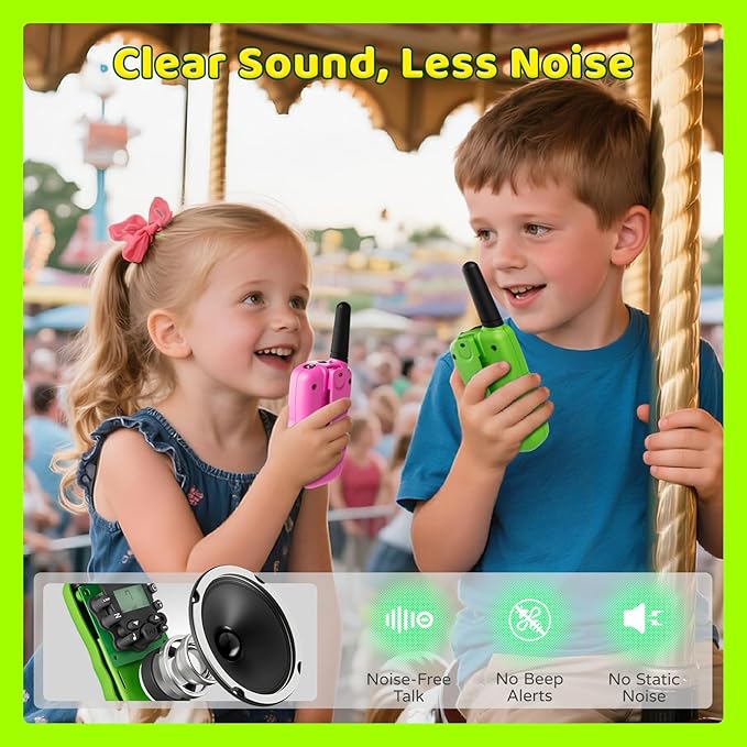 BATURU Rechargeable Walkie Talkies for Kids 3 Miles Long Range, 22 Channels Walkie Talkie with Clear Sound, Battery-Saving Kids Walkie Talkies 3 Pack, Stocking Stuffers for Girls Boys Age 5-10