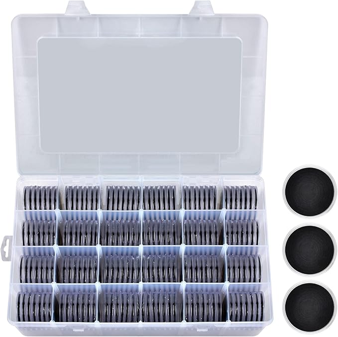 Coin Capsules 46mm with Foam Gasket and Plastic Storage Organizer Box, 6 Sizes (20/25/27/30/38/46 mm) Coins Collector Case Holder for Collection Supplies-168 Pieces (Black)