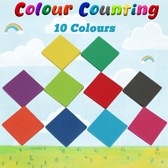 Coopay 1000 Pcs Foam Square Color Tiles, Math Counters, Sorting Colored Foam Squares Math Counting Manipulatives, Game Tokens, Bingo Chips, Classroom Crafts for Kids Learning Development Toys