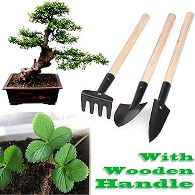 6 Pcs Garden Tools Mini Gardening Kit Plant Potted Flower Gadget Wooden Handles for Transplanting Seedlings, Cultivating and Weeding Flowers and Vegetable Seedlings
