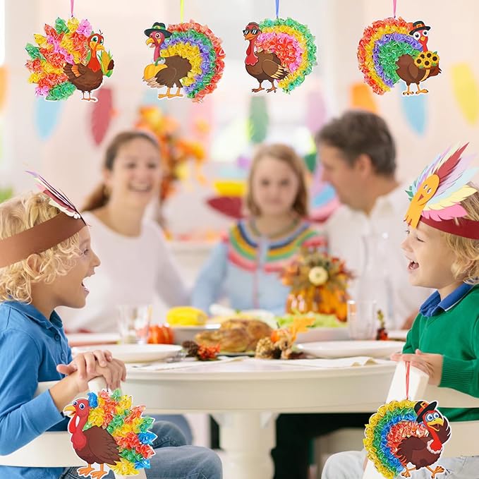 Fennoral 12 Pack Thanksgiving Turkey Crafts Kit for Kids Make You Own Turkey Poke in Arts and Crafts DIY for Boys Girls Classroom Activities Fall Decoration