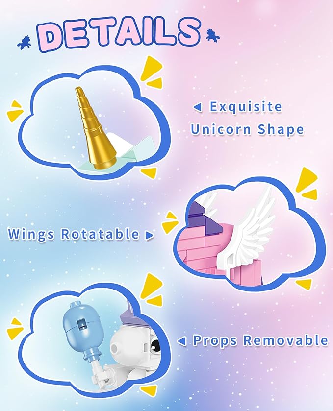 Unicorn Toys Building Set, 6 Pack Cute Unicorn Party Favors Gift, Goodie Bags Stuffers Birthday Halloween Building Blocks