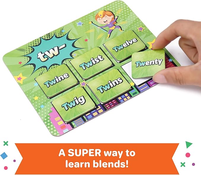 Super Blends Phonics Reading Game (22 Blends) - Phonics Games for Kids Ages 6-8, Reading Games for Emerging Readers, Best Reading Resources for Parents and Teachers