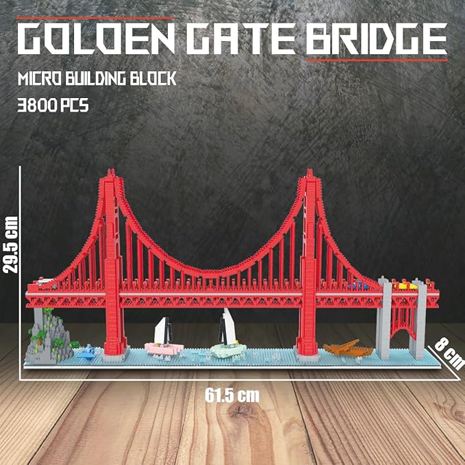 Golden Gate Bridge Micro Building Blocks Set （3800 Pieces）,Landmark Architecture Gift for Adult and Kid
