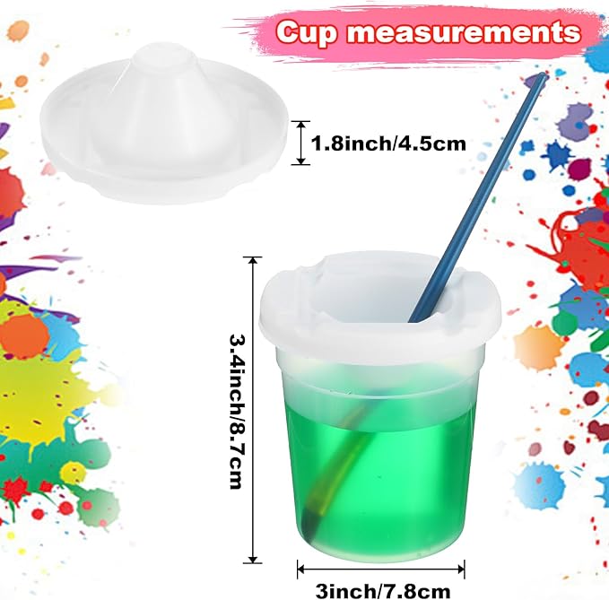 24 Packs No Spill Paint Cups with Lids for Painting Activities Reusable Spill Proof Paint Cups for Home Arts Crafts Supplies