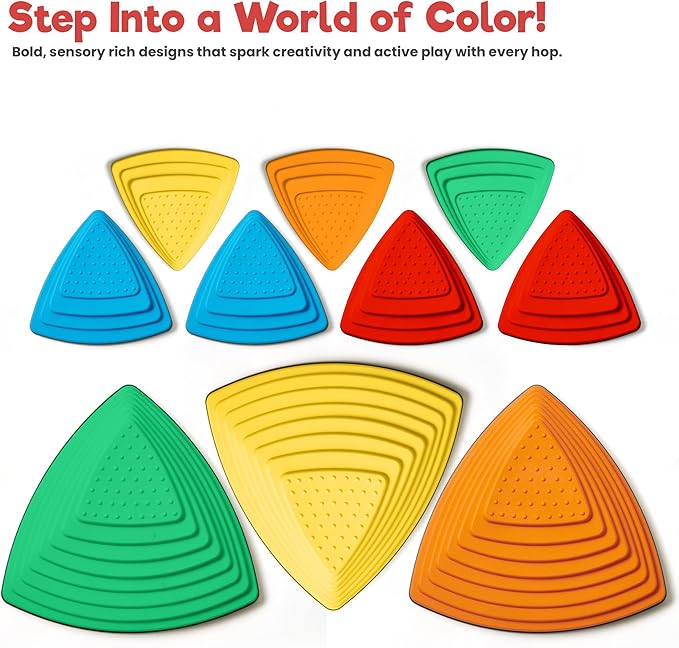Stepping Stones – Indoor & Outdoor Obstacle Course Toys for Kids – Montessori Sensory & Motor Skill Development, Coordination & Active Play – Textured Educational Play Set