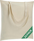 24 Pack Canvas Tote Bag - Lightweight Thin Tote Bags Bulk Blank Shopping Reusable Grocery Bags for DIY Gift Sublimation Activity - Beige