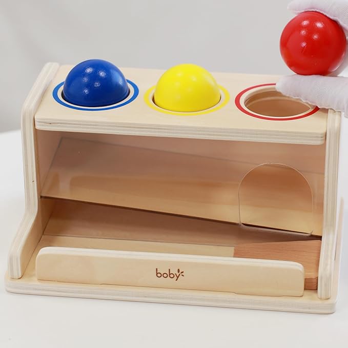 Dailyfunn Montessori Toys Object Permanence Box, Ball Tracker Drop Push Toy for Boy Girl Baby Toddler Kid Preschooler 1-3 Years Old