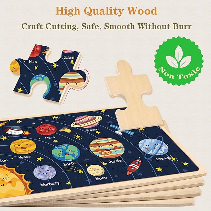 Puzzles for Kids Ages 4-6, 4 Packs 24 Piece Wooden Jigsaw Puzzle for Toddlers 5-8, Preschool Educational Puzzle Boards Toys Gifts for 4 5 6 7 8 Boys Girls