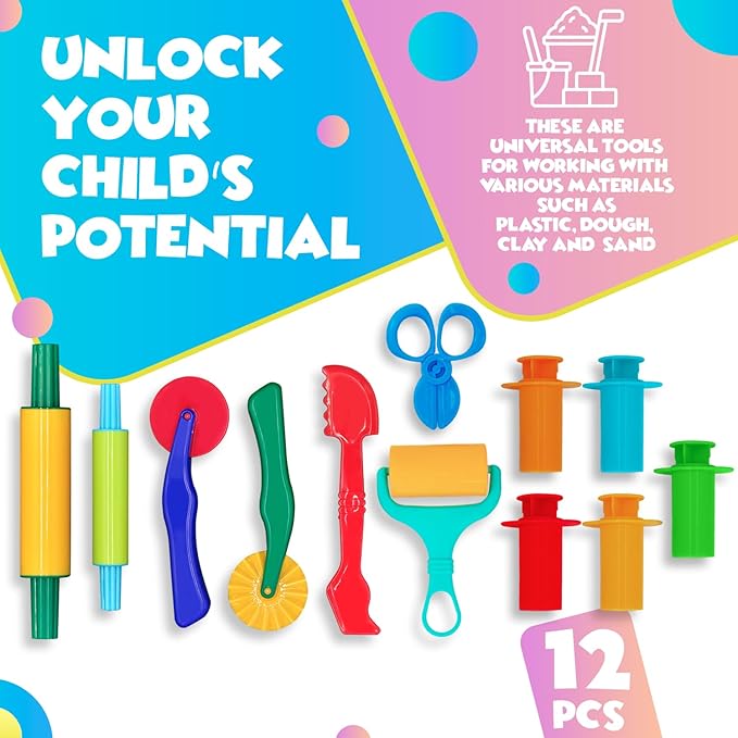 Clay and Play Dough Tools 12 Piece Set - Ages 3 & Up DIMROM (12pcs)