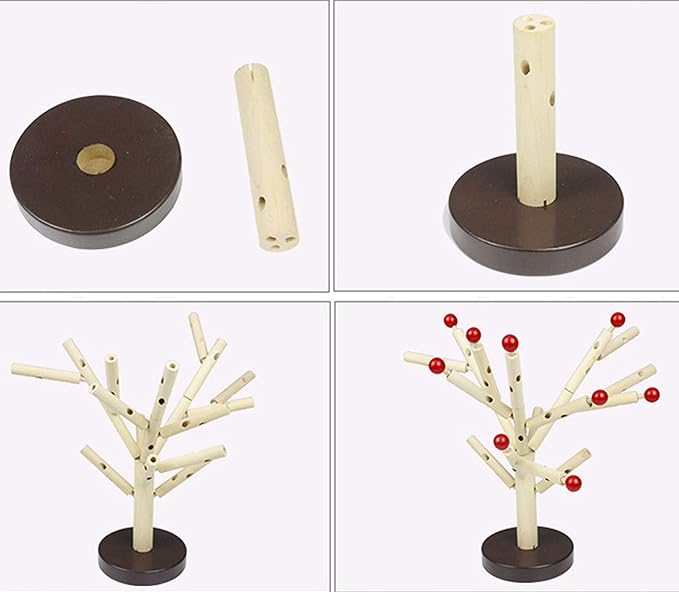 Early Childhood Building Blocks Wooden Assembling Tree Combination Boys and Girls DIY Disassembly Puzzles Educational Toys Home Office Decoration (Green)-3 Yrs+