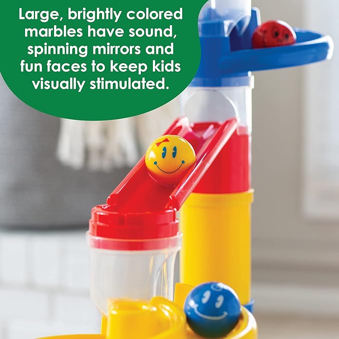 MindWare Junior Marble Run - My First Marble Run Set - Toddler Building Game - Marble Maze Toddler Building Toy Set with Oversized Marble Track Pieces and 5 Giant Marbles for Kids 12 Months and Up