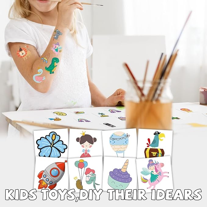 EMOME 204 Sheets Temporary Tattoos for Kids, Individually Wrapped Tattoos for Boys Girls Birthday Party Favors Supplies Goodie Bag Stuffers, Waterproof Kids Fake Tattoos Stickers