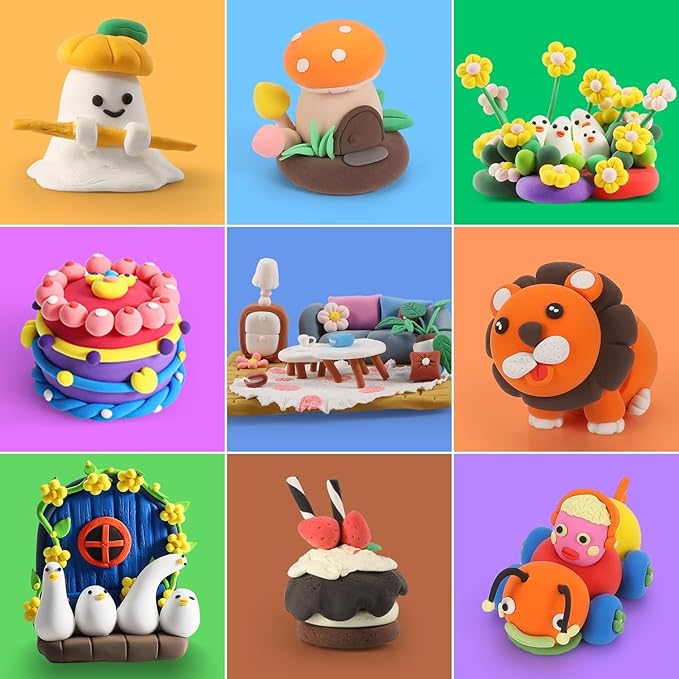 Air Dry Clay, Modelling Clay for Kids, 64 Colors DIY Molding Magic Clay for with Tools, Soft & Non-Sticky, Toys Gifts for Age 3 4 5 6 7 8+ Years Old Boys Girls Kids