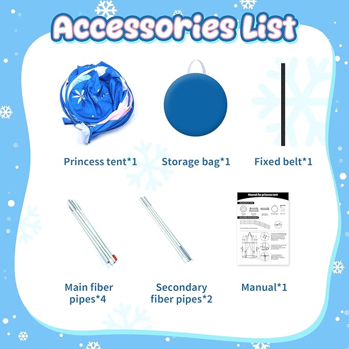 Skirfy Tent for Kids,Large Play Tent for Toddler 3+, Indoor & Outdoor Princess Playhouse for Kid 3-5 4-6,Christmas Birthday Thanksgiving for Boys Girls,Blue