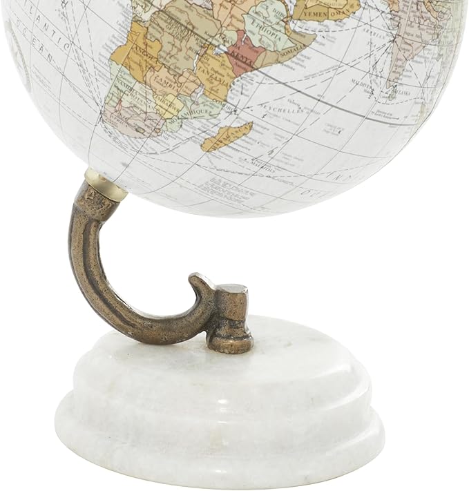 Deco 79 Marble Globe with White Marble Base, 5' x 5' x 8', White