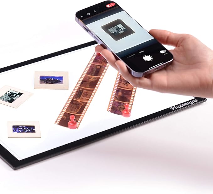 Photomyne A4 Slide Viewer | Light Pad Backlight | Negative Viewer | Film Negatives & Old Slides Scanning Light Box | Hands-Free Ultra-Thin Ultimate Brightness (Includes USB Adapter) - Black