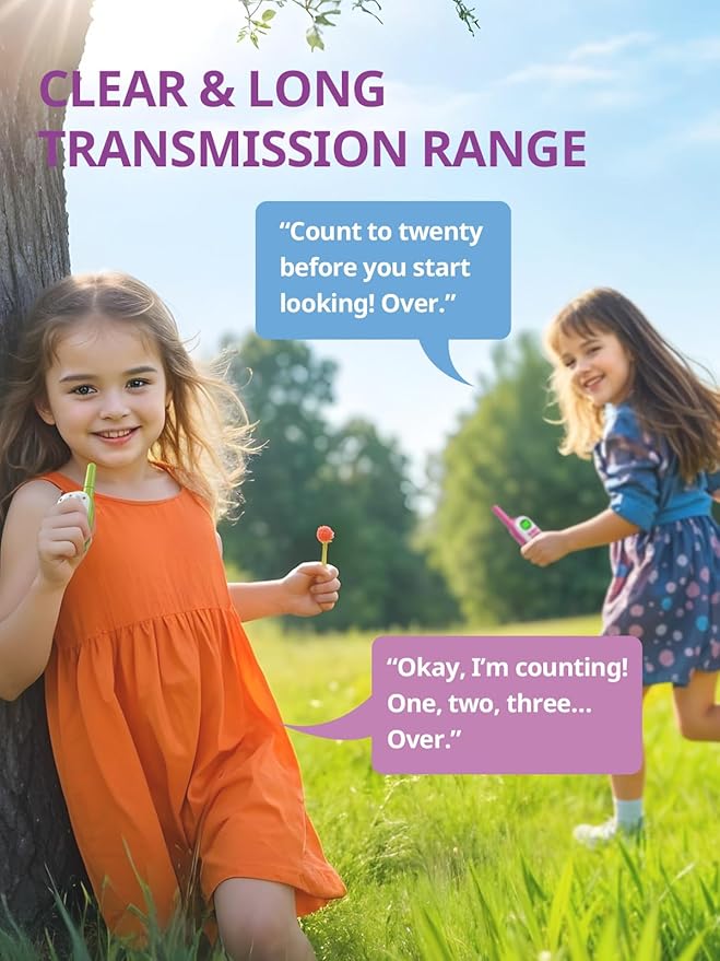Walkie Talkies for Kids Rechargeable,Toys for Boys and Girls Ages 3-12, 2 Pack Long Range 2-Way Radios, Birthday Gifts,Christmas Stockings, Outdoor Play, Family Games, Hiking Camping Gear