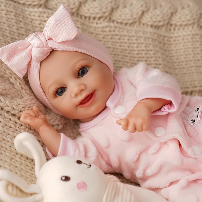 BABESIDE Lifelike Reborn Baby Dolls Sunny -12- Inch Realistic-Newborn Baby Doll Full Body Vinyl Real Life Baby Doll with Toy & Gift for Kids Ages 3+