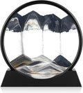 Moving Sand Art Picture - 3D Quicksand Painting Decor - Round Glass 3D Deep Sea Sandscape - Relaxing Home Decoration Desk Toys for Home Office Desk Mantle Bookshelf- (Black, 12 in)