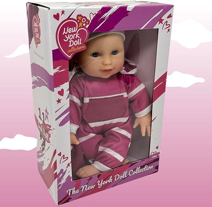 The New York Doll Collection 11 inch Soft Body Baby Doll in Gift Box - 11" Doll Toy for Kids, Boys, Girls and Toddlers - Baby Doll Pacifier Accessory Included (Purple)