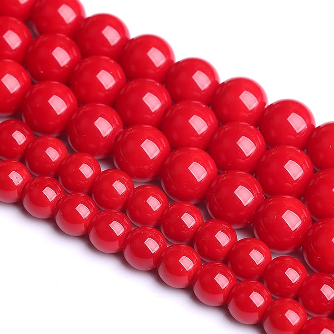 10MM 38PCS Red Glass Round Spacer Loose Beads for Jewelry Making 15 inches DIY Bracelet Necklace