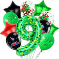 40in TNT Pixel Number 9 Balloon Birthday Decorations, Miner Theme Green Foil Balloons Blast Gaming Party Supplies