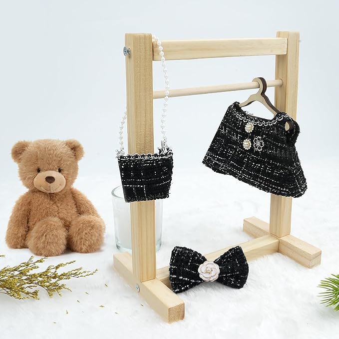 17cm Doll Clothes Set-Adorable Outfits for Dolls-Stylish Accessaries Clothes Dress-Up-Replaceable Clothing Collections, Includes Hat, Top, Skirt(Black-Style A)