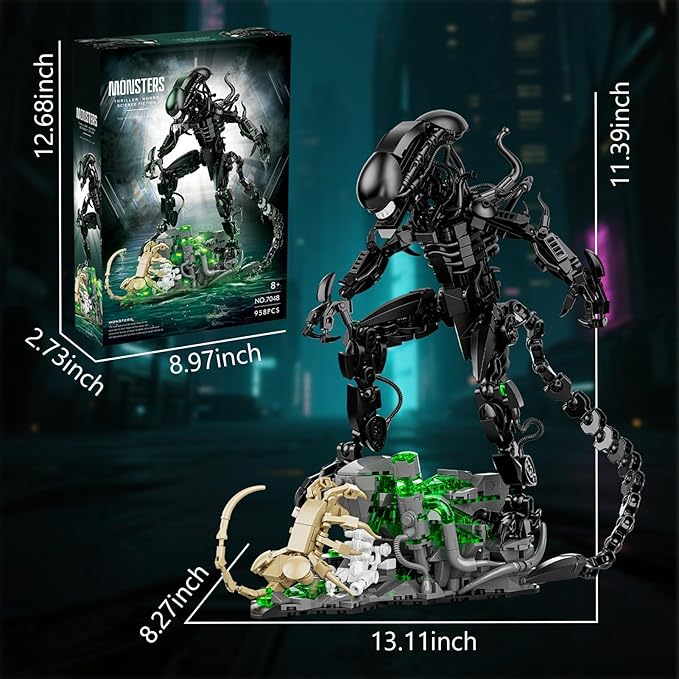 Xenomorph Action Figure Building Set Compatible with Lego Set for Adult Horror Gifts for Fans Birthday Christmas for Boys Girls Age 8-958 Pcs