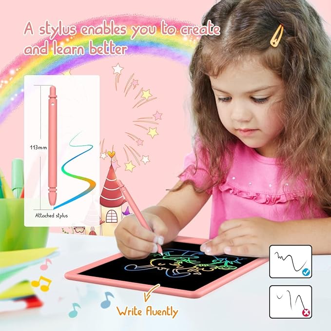LCD Writing Tablet Doodle Board,10.5 inch Colorful Drawing Pad,Electronic Drawing Tablet, Drawing Pads,Travel Gifts for Kids Ages 3 4 5 6 7 8 Year Old Girls Boys (Pink)