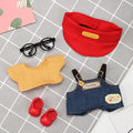 5 Pcs Set-17cm Doll Rabbit Bunny Clothes,Bucket Hat Sunhat+Glass Frame+Shirt+Overalls Trousers+Shoes,Fashionable Outfit for Dress up Unique Style, Doll Costume Cosplay Fashion Dresses-Set 7