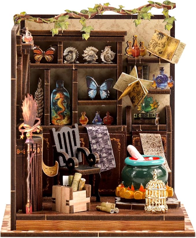 Book Nook Kit for Adults, 3D Wooden Miniature DIY House Craft Kit Book Nook Decor Bookshelf Insert Diorama Birthday Gift