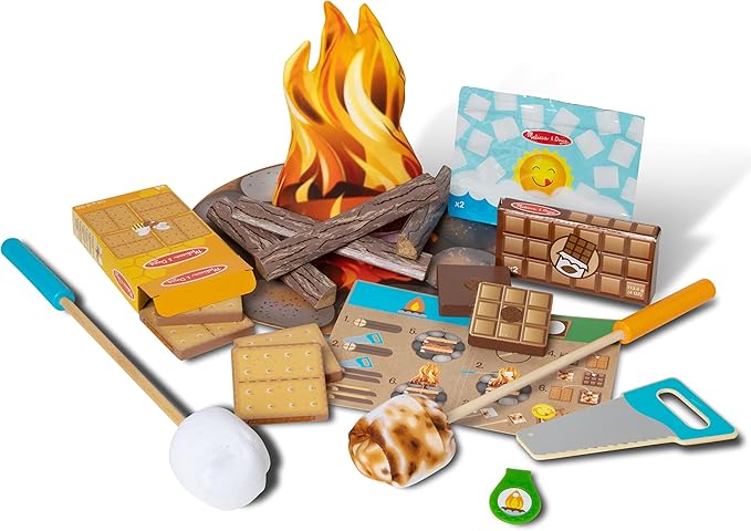 Melissa & Doug Let's Explore Campfire S’mores Set with Toy food & Kids Play Kitchen Accessories, Preschool Learning Toys for Girls & Boys 3+