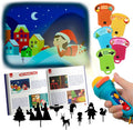 Nene Toys Christmas Fairy Tales Interactive Book with Flashlight Projector & Shadow Puppets - Magical Stories & Theatrical Playset for Kids 3+ Years - 5 Languages - Perfect Holiday Bedtime Kit