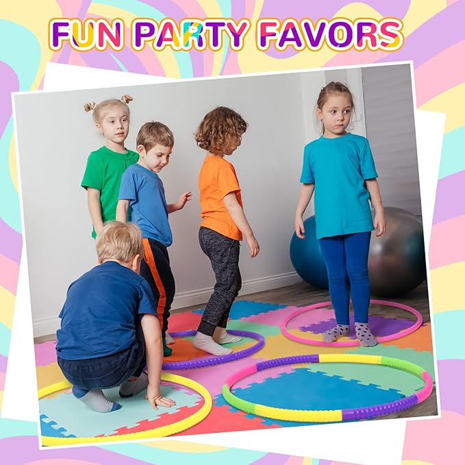 Sratte 8 Pcs Color Hoop Detachable Adjustable Hoop Exercise Ring Plastic Toys for Teens Games Gymnastics Dog Agility Equipment Party Decor, 4 Colors