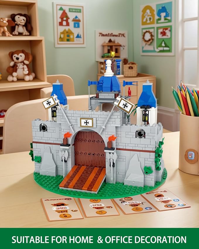 Medieval Knight Castle Building Blocks Set – Comes with 12 Knights Figures , Compatible with Lego Medieval Town Square House Toys , for Adults & Children Ages 6+