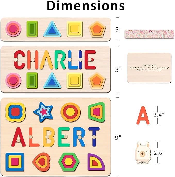 Name Puzzle for Kids Personalized, 1 Year Old Boy Gifts, Personalized Puzzles for Toddlers 1-3, Custom Name Puzzle, Montessori Toys for 1-3 Years Old(Shape)