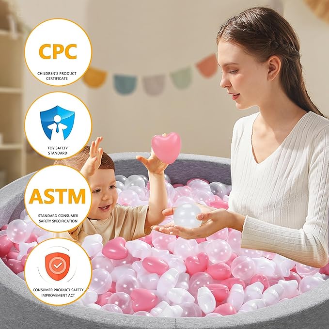Ball Pit Balls Pack of 100 200 500 - Star and Round Set BPA Free Phthalate Free Non-Toxic Crush Proof Play Balls Soft Plastic Balls for Toddlers Baby Kids Birthday Pool Tent Party