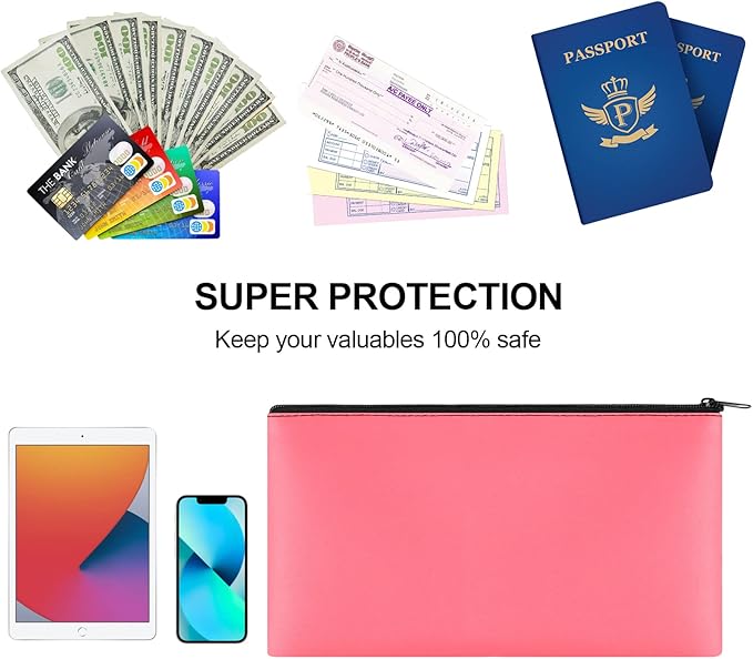 2 Pieces Money Bags with Zipper, 11x6.1 inch Money Pouch, Bank Bag, Cash Bag, Check Wallet, Cosmetics(peach)