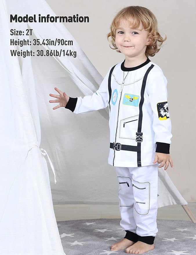 A&J DESIGN Pure Cotton Printed Pjs for 2-14 Years Kids, 2-Piece Long-Sleeved Pajamas Set
