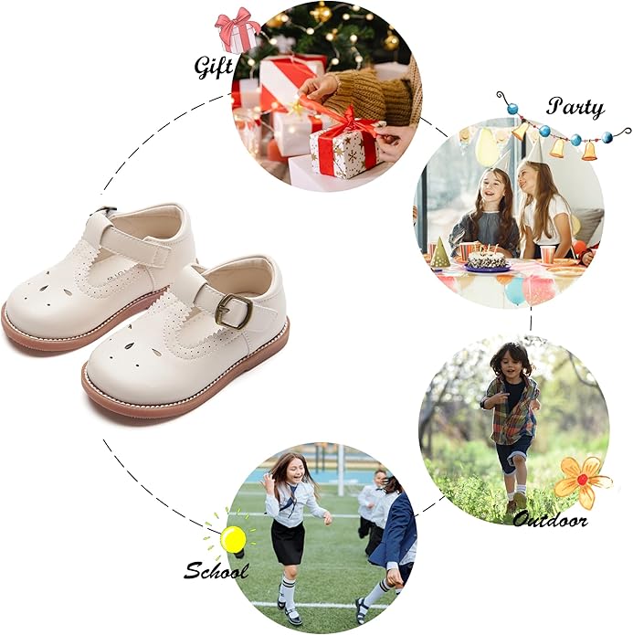 Felix & Flora Toddler Little Girl Mary Jane Dress Shoes - Ballet Flats for Girl Party School Shoes