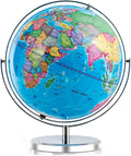 COSTWAY Illuminated World Globe, 13” Desktop Geographic Globe w/LED Light & Easy-to-Read Clear Map for Students, 720° Rotation Decoration, Educational Interactive Globe for School, Classroom