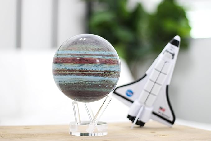 MOVA Jupiter Globe 6” – Solar-Powered Rotating Planet Display for Desk or Shelf | No Batteries or Wires | Floating-Style Space Decor