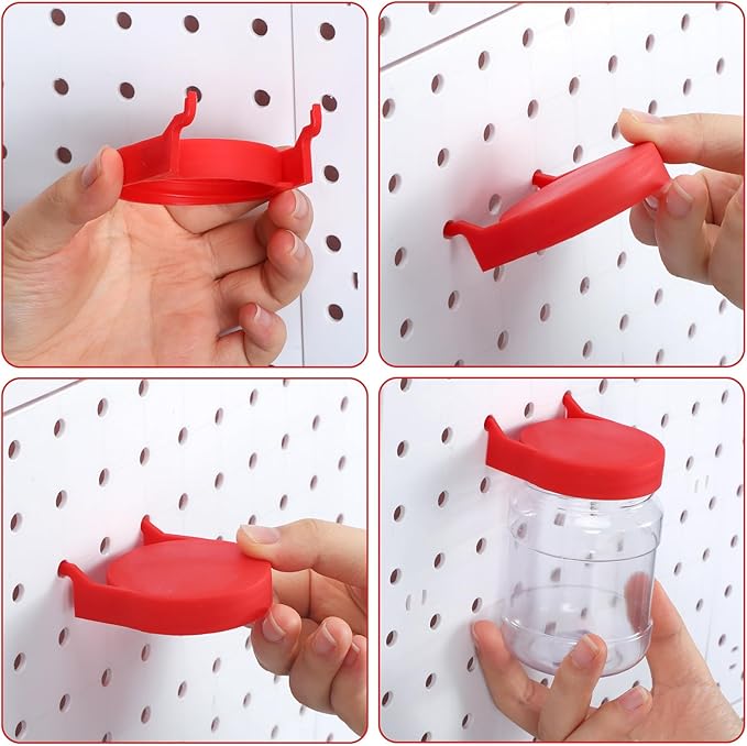 Unittype 20 Set Pegboard Organizer Accessories Peg Boards Jars with Lids Plastic Pegboards Bins Storage Containers Clear Peg Board Wall Organizer for Garage Sewing Office Home Supplies(Red)