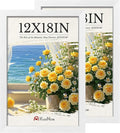12x18 Poster Frame 2 Pack, Textured White Solid Wood Picture Frame, Wall Hanging