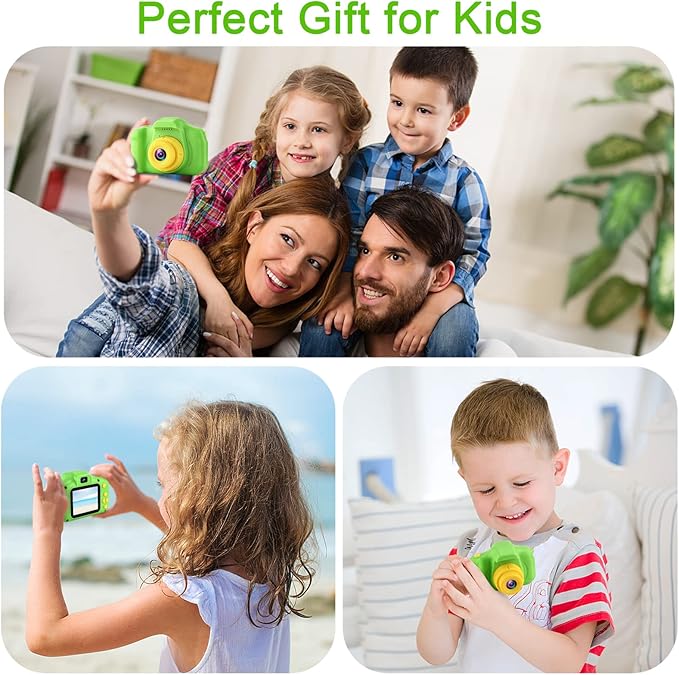 GKTZ Toys for Girls Age 3-8, Kids Camera Digital Video Toddler Camera Children Camcorder Birthday Gifts for 3 4 5 6 7 8 Year Old Girls with 32GB SD Card (Green)