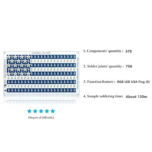 SMD Practice Kit Soldering Skill Training Project,Yidab SMT Electronic Components DIY Kit American Flag 6.8X10.8cm (03XGQ01)