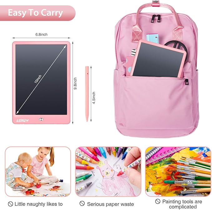 LCD Writing Tablet for Kids, 10 Inch Colorful Electronic Doodle Board, Educational Learning Kids Drawing Tablet Toys, Christmas Birthday Gift for 3 4 5 6 7 8 9 Year Old Girls Boy
