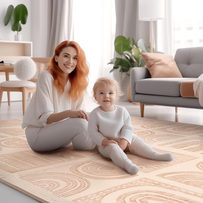 Extra Large Baby Play Mat - 4FT x 6FT Foam Puzzle Floor Mat for Kids & Toddlers (Semicircle Pattern)
